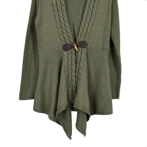Soft Surroundings Delacroix Cable Knit Cardigan Sweater Olive Green Size Small - Picture 5 of 7